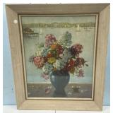 Framed Carle Blenner Still Life Print 35"h., 28"