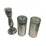 Three New Glass Crackle Candle Holders