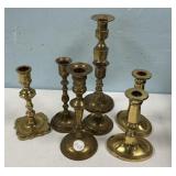 Group of Brass Candle Holders
