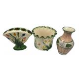 Gail Pittman Planter, Frog Fan Vase, and Flower Va