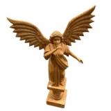 vintage hand-carved teak sculpture of an angel 34"
