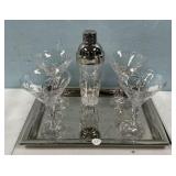 Crystal Martini Glass and Shaker Set