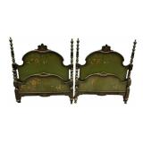 Pair of Sligh Co. Painted Venetian Style Twin Beds