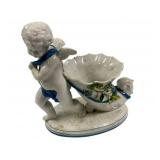 Moore and Co. Porcelain Cherub with Cornucopia  7"