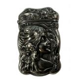 .940 Sterling Art Nouveau Lady Match Safe 2 1/2"