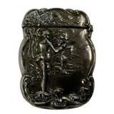 .696 ozt Sterling Man Fishing Art Nouveau Match Sa