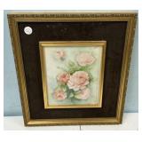 Signed McCowan Porcelain Rose Still Life Painting