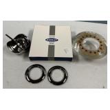 Danish Metal Napkin Rings and Glass Bowl