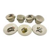9 Saucers and 8 Cups Alfred Meakin England Birds o