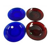 Two Red and Blue Plates 8"