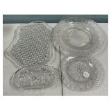 Four Pressed Glass Serving Plates