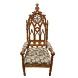 American Gothic Revival Oak Armchair