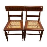 Pair of Sheraton Style Caned Side Chairs