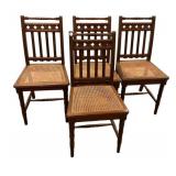 Four Walnut Eastlake Caned Side Chairs