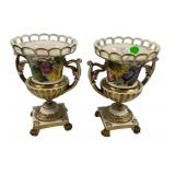 Antique Old Paris Hand Painted Urns 7"