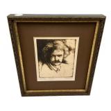 Mark Twain Etching by artist Jack Coughlin.  14"h