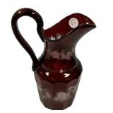 Bohemian Ruby Red Pitcher 11"