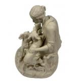 Parianware Figural Group Woman, Child & Dogs 14"