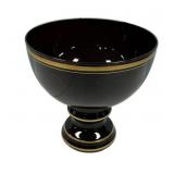 Black Amethyst glass footed pedestal bowl  8"h.,