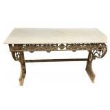 Antique Painted Cast Iron Console Table 31"h,. 48