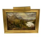 19th Century Mountain Landscape Painting 17"h., 2
