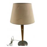 Mid Century Teak and Chrome Table Lamp 28"h