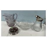 Footed Bowl, Pitchers, Wine Coaster, and Stopper