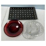 Tray, Red Plate, and Clear Plate