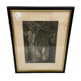 Dryburgh Abbey the Grave of Scott Engraving 14" x