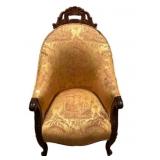 Sink Upholstered Victorian Goose Neck Arm Chair