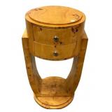 Italian Art Deco burlwood Side Table 29"h, 17"w