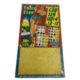 VTG Fancy Free Jackpot Punch Board 16"