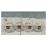 Four 7 UP Glasses 6"h