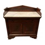Empire Mahogany Marble Washstand Cabinet 36"h., 3