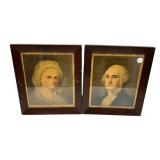 VTG Artwork of George and Martha Washington Framed