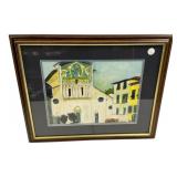 Signed KA Primos Watercolor of Town