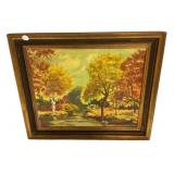 R. Harkins Landscape Painting on Board 21"h., 24"