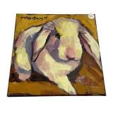 Signed McCartney 2005 Rabbit Painting on Canvas 12