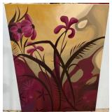 Unsigned Flower Painting on Canvas 48"h., 36"w