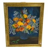 Dona Butler Signed Flower Bouquet Still Life 36"h