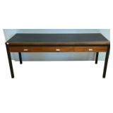 Mid-century modern campaign-style desk 29"h., 72"