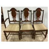 Three VTG Jacobean Walnut Side Chairs