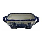 Victoria Ware Blue and White Planter 5"h., 13"w