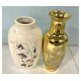 Two Decorative Pottery Flowers Vases