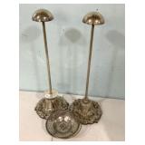 Silver Plate Hat Stands, and Bowl