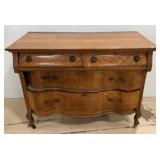 Victorian Serpentine Oak Dresser 35"h, 47"w