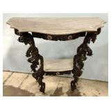 VTG Rococo Style Metal Demilune 30"h., 35"w., 16