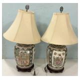 Pair of Chinese Ginger Jar Porcelain Lamps