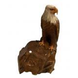 Hand Carved Stump Eagle Sculpture 32"