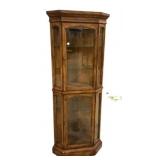 American Co. Oak Corner Curio Cabinet 72"h., 28"
